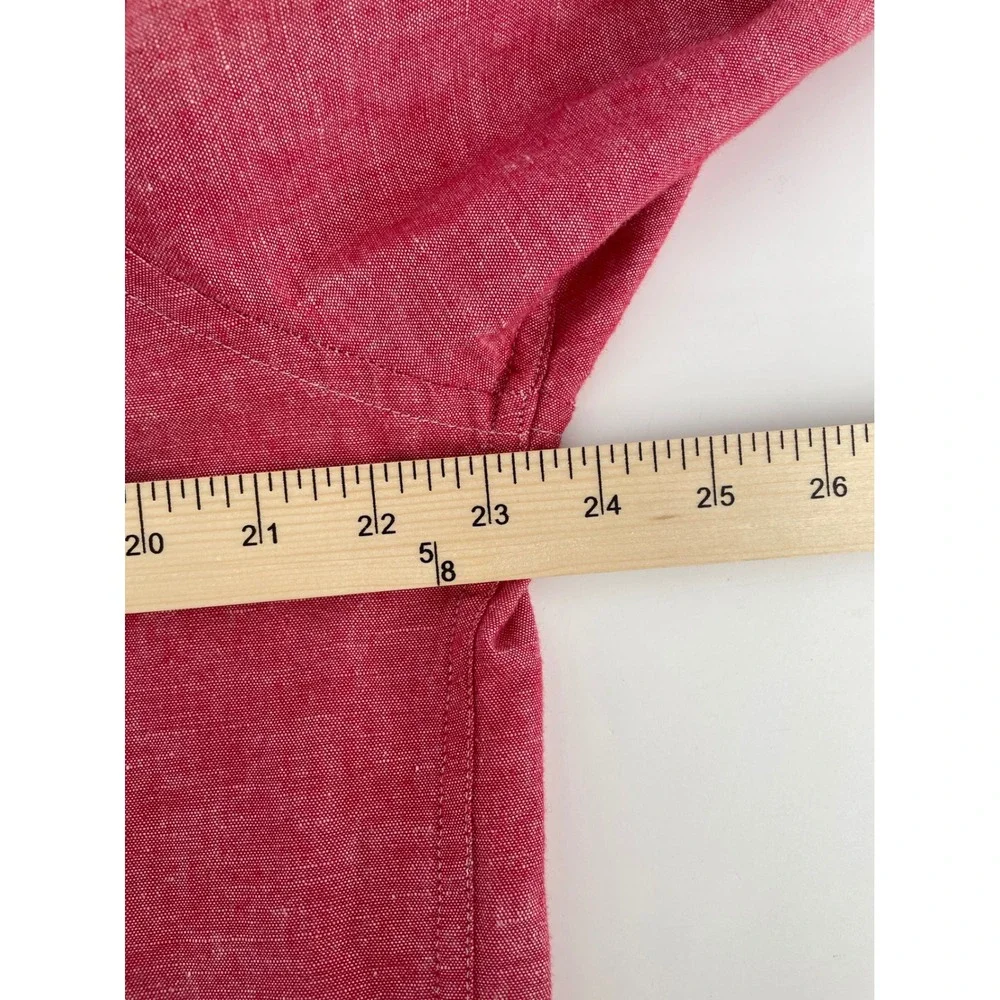 Banana Republic‎ Linen Blend Shirt Mens Large Slim Fit Red Sustainable Coastal
